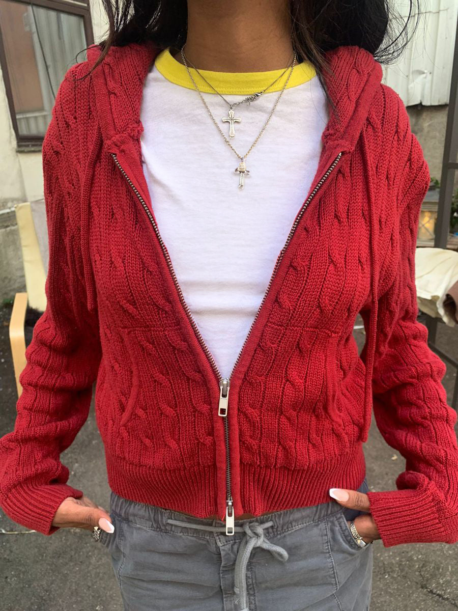 Rosso Knit Zip Up Hoodie