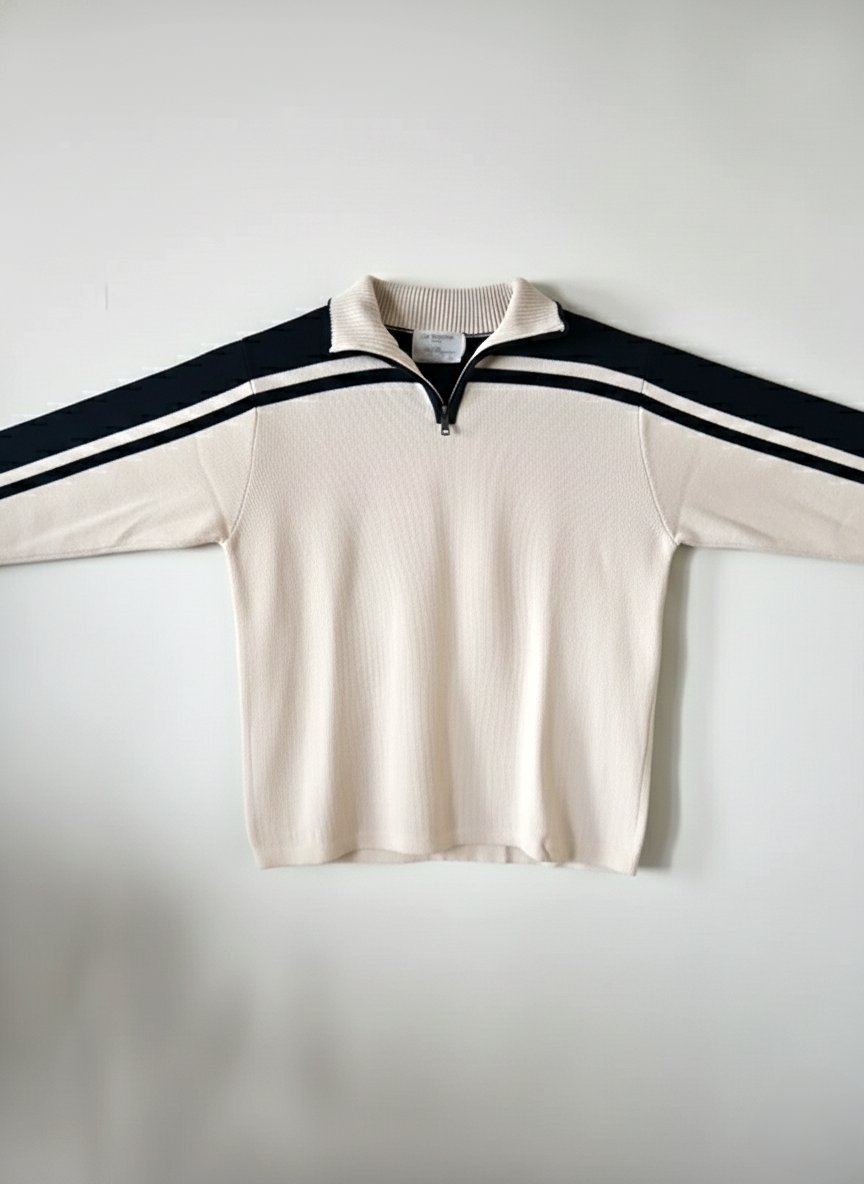 Suéter de Punto con Cremallera y Rayas Laterales - Estilo Retro Deportivo para Hombre