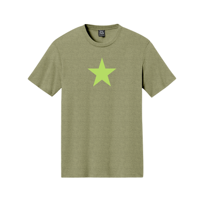 Olive Star Graphic Tee — Minimalist Retro Star T‑Shirt