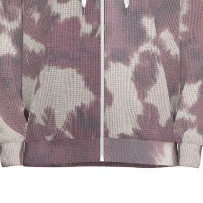 Cow Print Waffle Hooded Sweatshirt