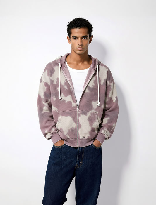 Cow Print Waffle Hooded Sweatshirt