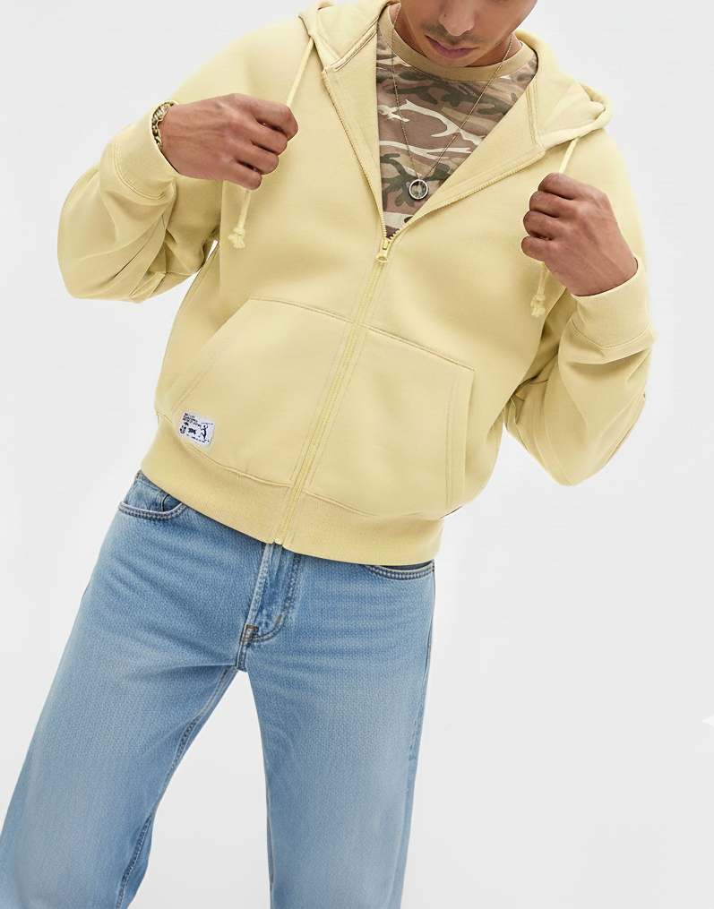 Faded yellow Zip Up Hoodie