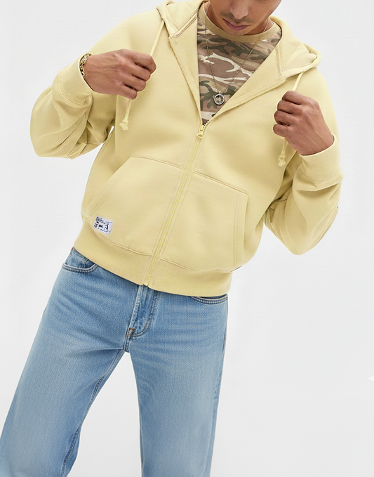 Faded yellow Zip Up Hoodie